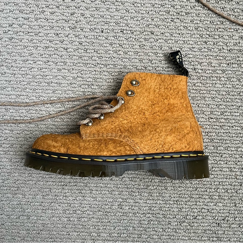 Dr. Martens Hairy Suede Tan Boots